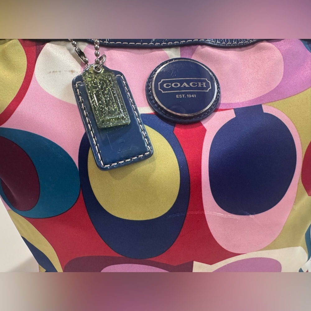Coach Signature Scarf Print Multicolor Satin Bag Bundle (3) #F15183 - Picture 8 of 12